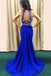 Two Pieces Royal Blue Mermaid Evening Prom Dresses, 2017 Long Sexy Halter Party Prom Dress, Custom Long Prom Dress, Cheap Party Prom Dress, Formal Prom Dress, 17032