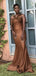 Unique Brown Mermaid Cheap Long Bridesmaid Dresses Online,WG1449