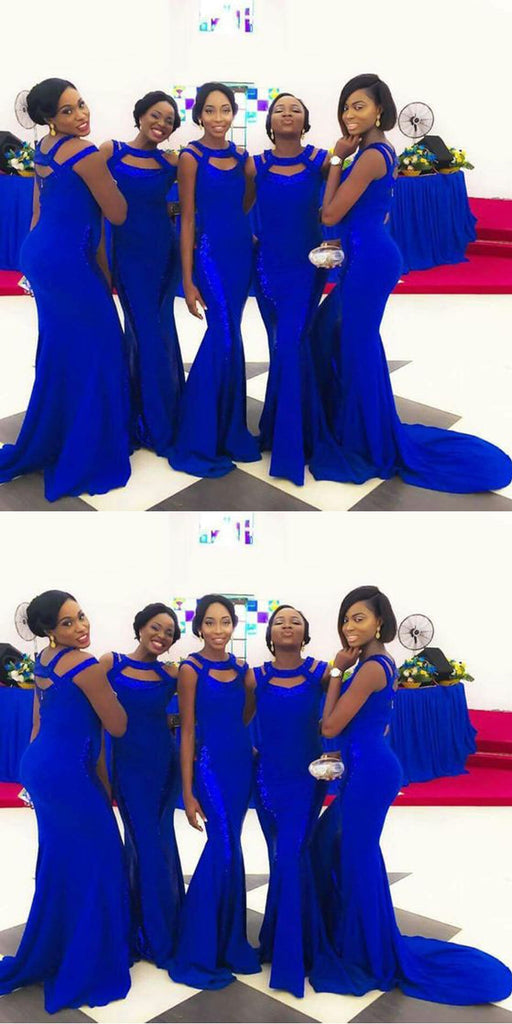 Unique Royal Blue Mermaid Cheap Long Bridesmaid Dresses Online,WG1209