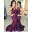 V-neck Purple Mermaid Cheap Bridesmaid Dresses Online, WG623