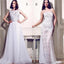 White Lace Two Styles Unique Formal A Line Cheap Evening Party Long Prom Dresses, PD0203